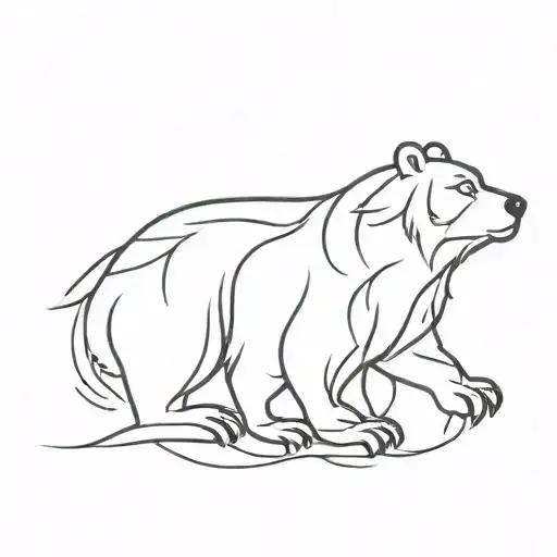 Bear Paw Fine Line Tattoo Integrate Letter T And N