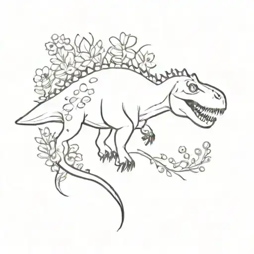 Dinosaur With Forget Me Not Flowers