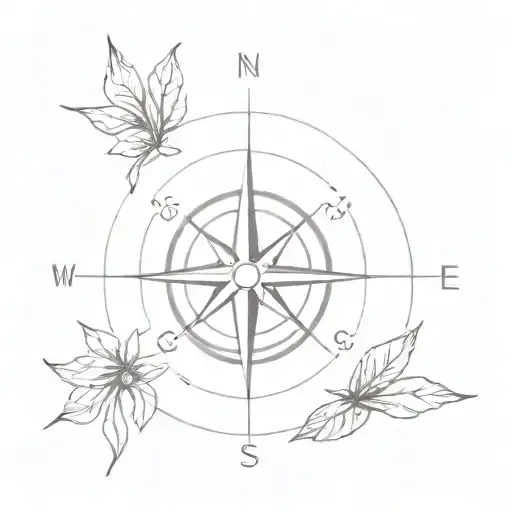 A Minimalist Tattoo Of A Compass With A Muscal Notes Incorporated Into The Design