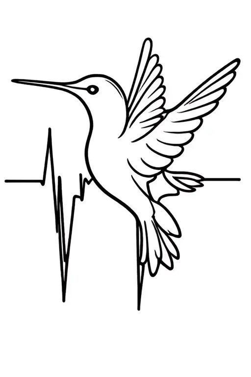 Hummingbird With Heart Beat Line