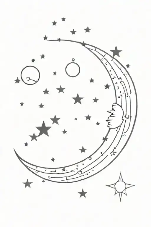 Milky Way With Stars And A Moon And A Quote And 7 Special Stars