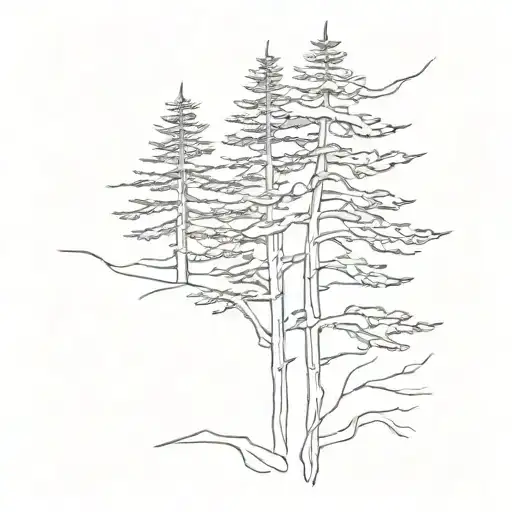 Conifer Trees Continuous Line Drawing