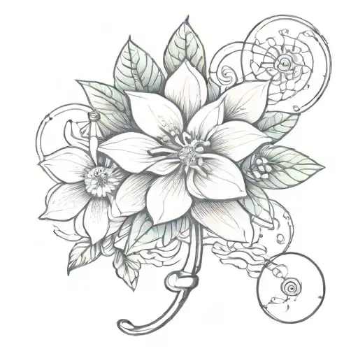 An Intricate Floral Design With Medical Tools Hidden Within The Petals