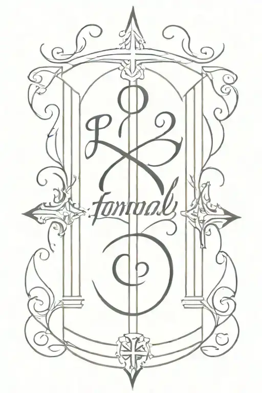 Create A Tattoo On The Back Of My Calf With A Cross Made Of Lettering That Has To Do With Family