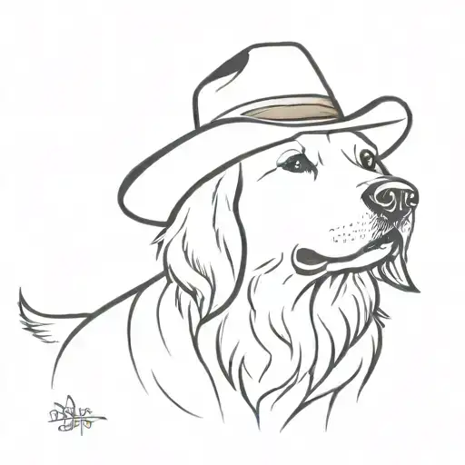 Golden Retriever Wearing A Cowboy Hat