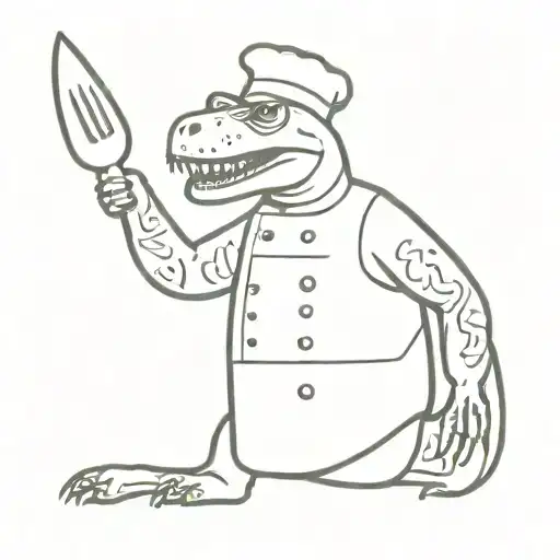 T Rex Chef Wearing