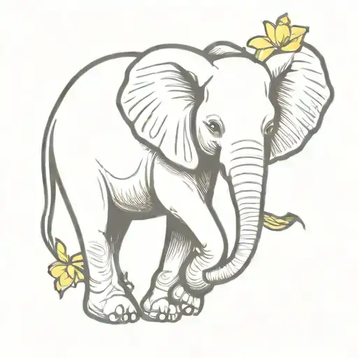 Babu Elephant Holding Daffodil
