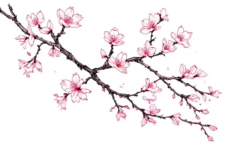 Cherry Blossom Tattoo Fineline Feminine Not Too Big For The Hip
