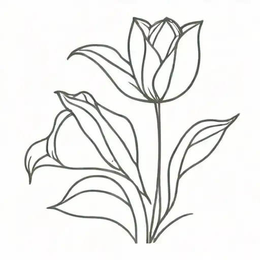 A Minimalist Design Of A Red Tulip Intertwined With A Heart Symbol