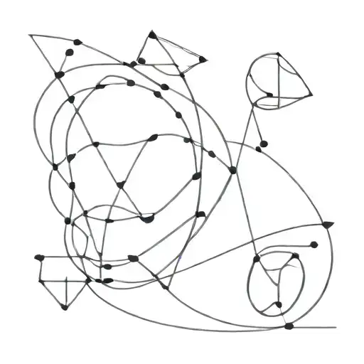 A Minimalist Tattoo Of A Coffee Bean With Abstract Geometric Shapes Representing Absurdism