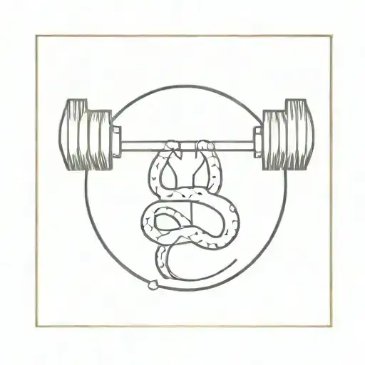 A Minimalist Design Of A Weightlifting Barbell With A Subtle Snake Wrapping Around It