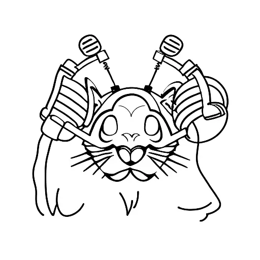 A Minimalist Tattoo Of A Dancing Animal With Headphones On