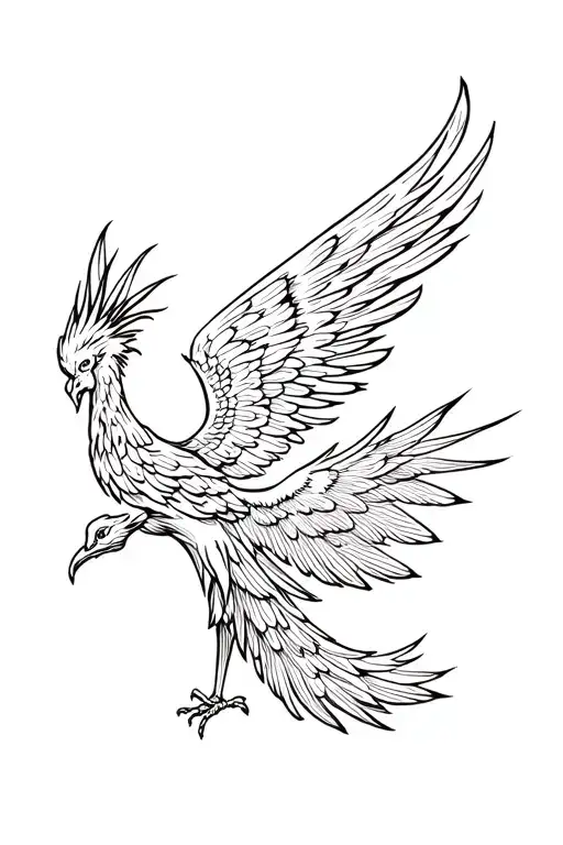 Phoenix With Outstretched Wings Holding In Its