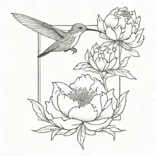 Peony And Hummingbird Surrounded