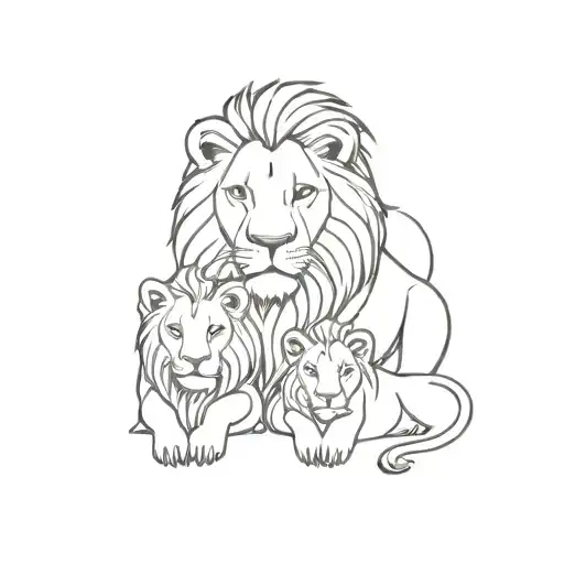 Lion Family Portrait Tattoo Design Representing Each Family