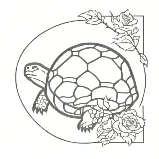 Tortoise With His Shell Made Of A Rose