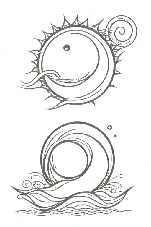 Dolping And Wave And Sun Semicolon Symbol
