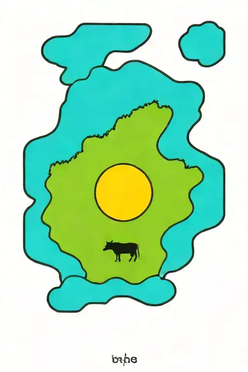 A Tattoo Of A Ufo Abduction Beam Shining Down On A Cow In A Farm Field At Night