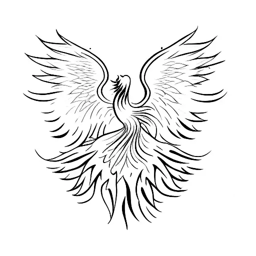 A Phoenix Silhouette Flying Over A Beach Landscape