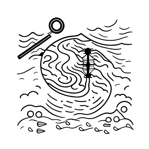 Hills With River And Fishing Hook