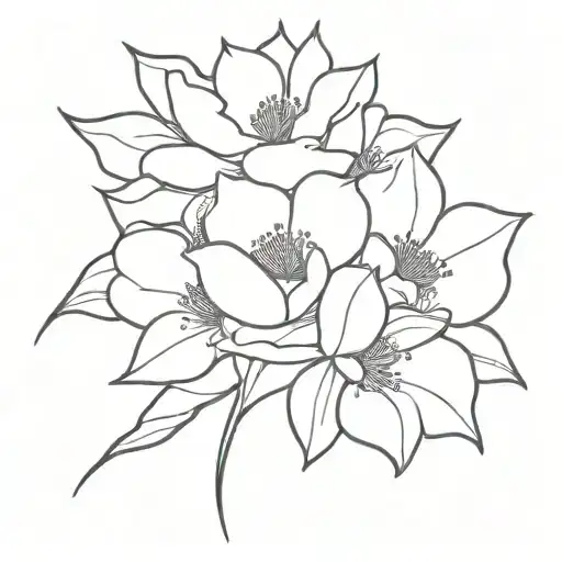 Mixed Flower Outlines In Black