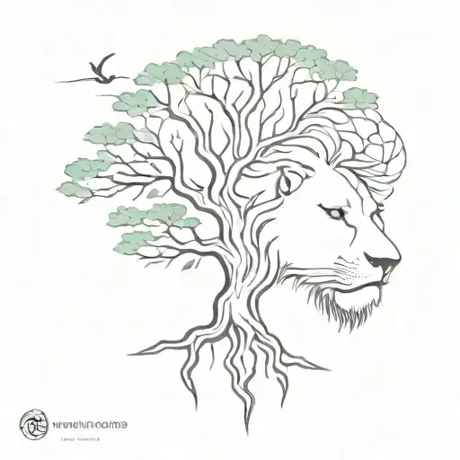 Big Tree And Lion Head In Treecrown