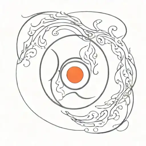 A Moon And Fire Intertwined In A Yin Yang Symbol Surrounded