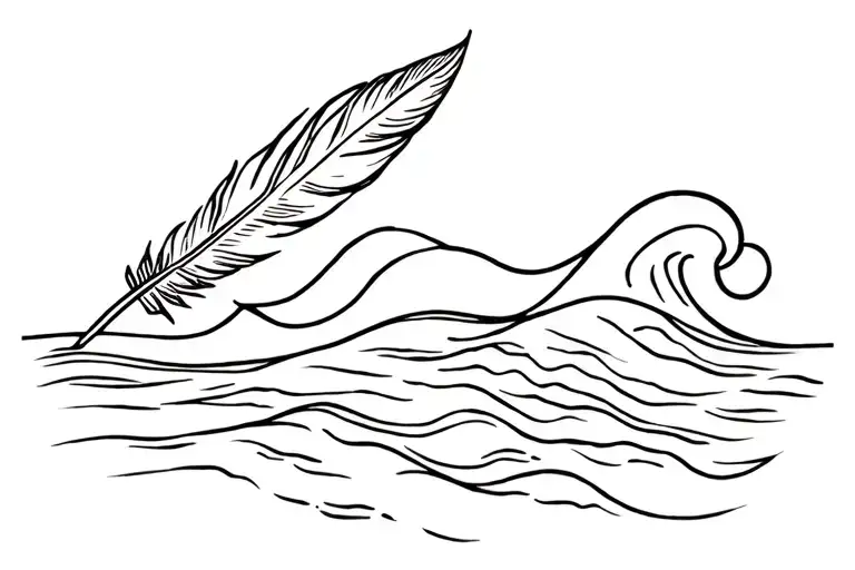 Waves Crashing On Beach With Feather