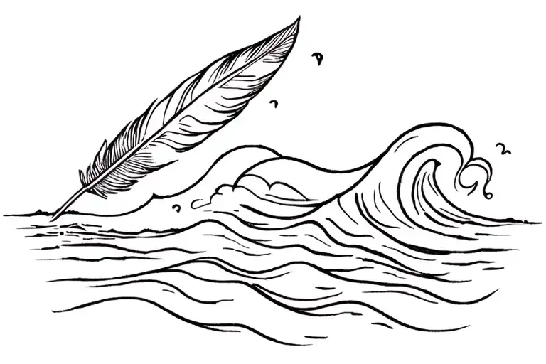 Waves Crashing On Beach With Feather