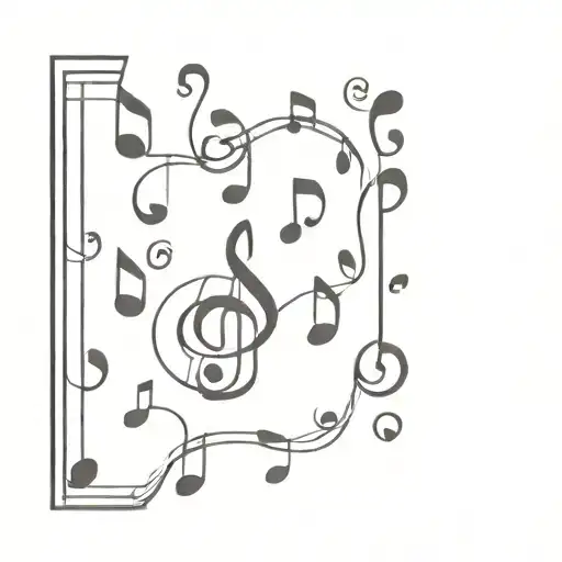 An Intricate Pattern Of Music Notes And Dog Paw Prints Forming A Cohesive Sleeve Tattoo Design