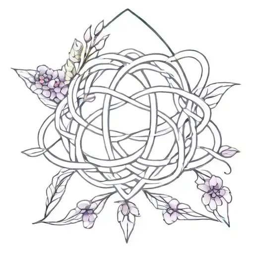 Celtic Love Knot Incorporating Lavender Flowers Intertwined