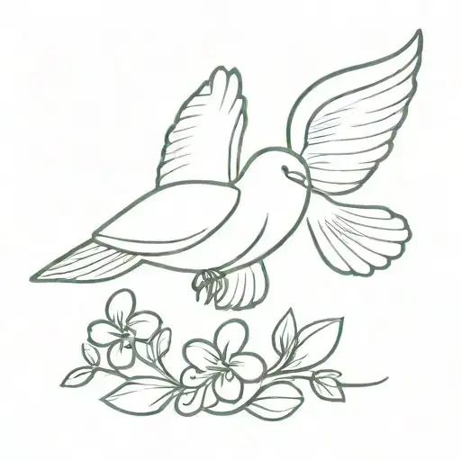Dove Holding Olive Branch And Shamrock