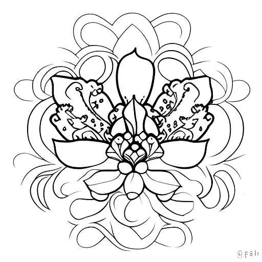 Lilac Flower With Half Circle