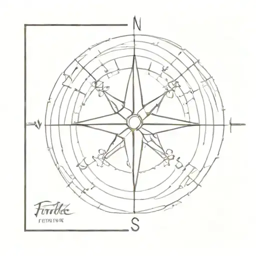 Fine Line Tattoo Compass Rose