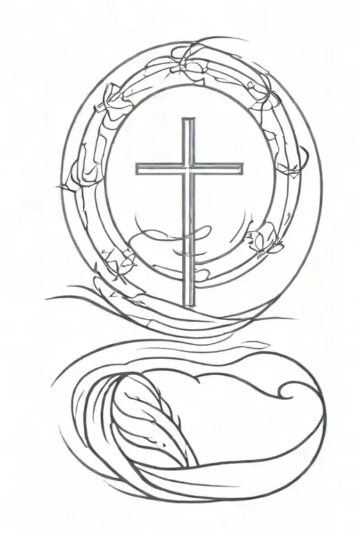 A Serene Beach Scene With A Religious Symbol Subtly Integrated