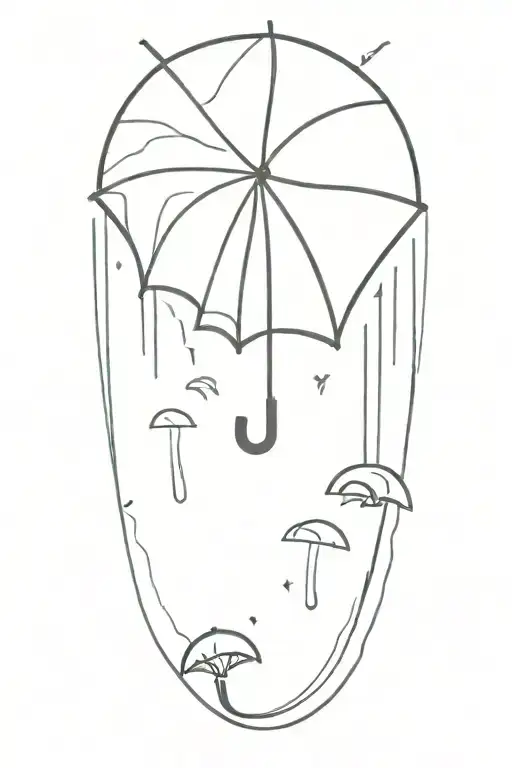 An Umbrella In A Storm With Rainbow Colors And A Sun