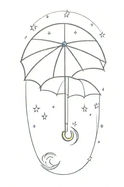 An Umbrella In A Storm With Rainbow Colors And A Sun