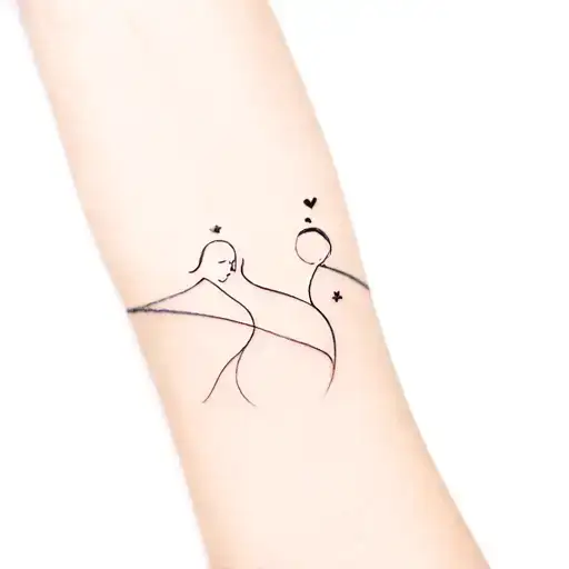 Fine Line Delicate Tattoo Matching Sister