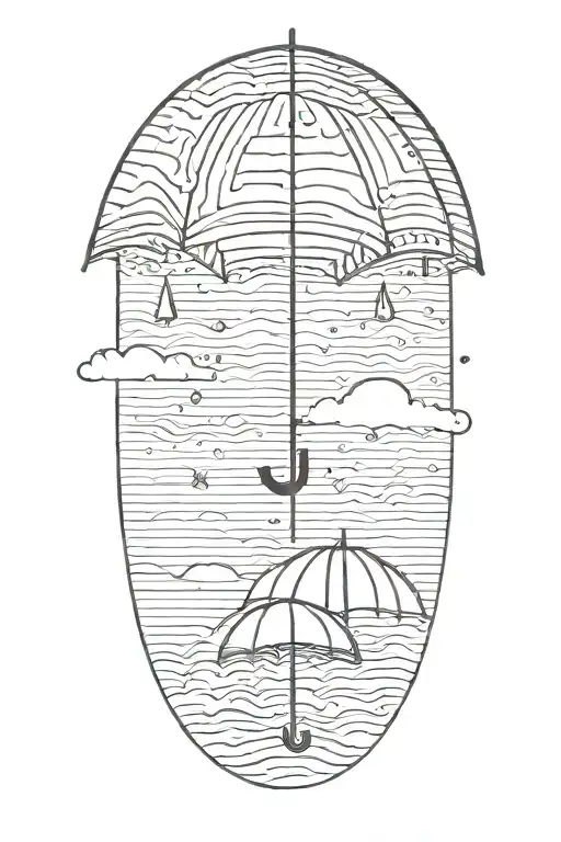 An Umbrella In A Storm With Rainbow Colors And A Sun Over The Umbrella