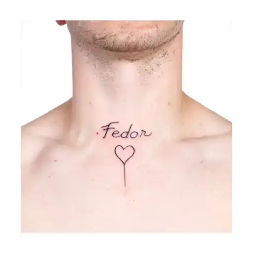 Fedor Name On The Collarbone With A Heart
