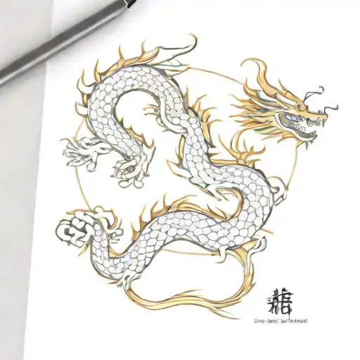Chinese Dragon And Flo De Loto