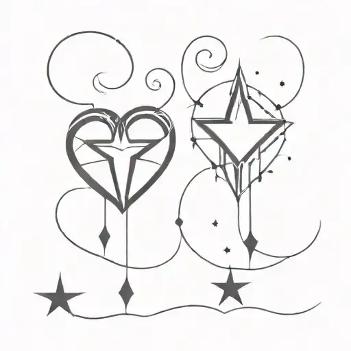 Paired Tattoos Tribal Heart Lines Stars Dots Portrait Greek