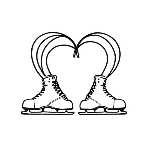 The Outline Line Of A Heart That Curls Around The Top Into Figure Skates