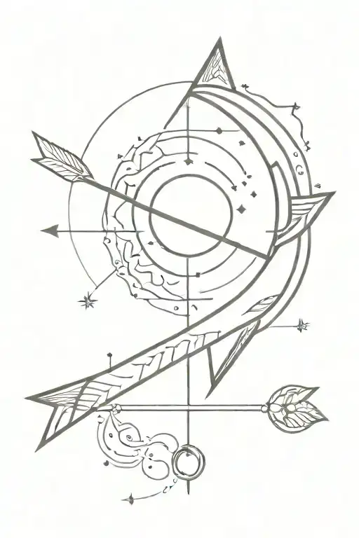 Arrow With Moon And Sun Moon