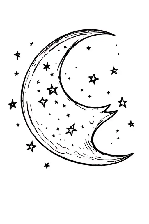 Moon With Stars Scattered