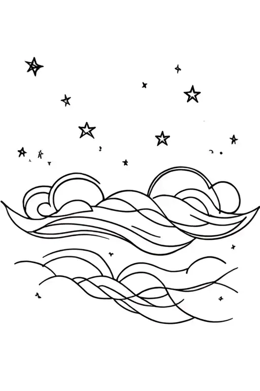 Wavy Clouds And 3D Stars