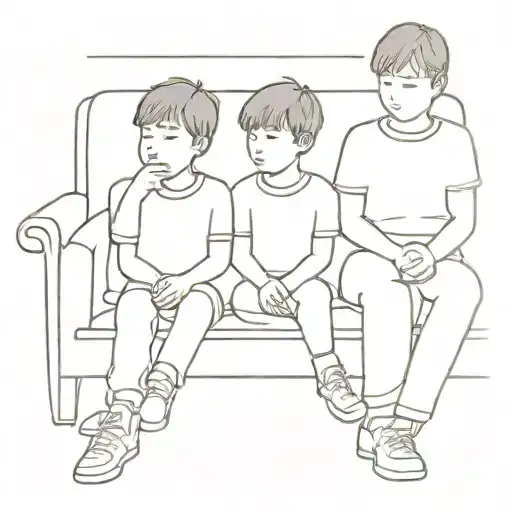 Three Children Sitting On A Couch Watching Television Seen