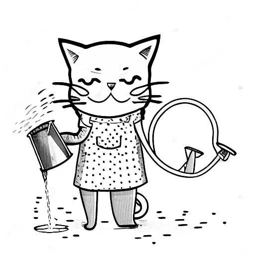 Cat With Watering Can