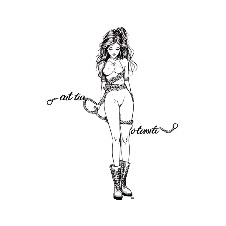 Atta Girl In Writing With Boots And Rope