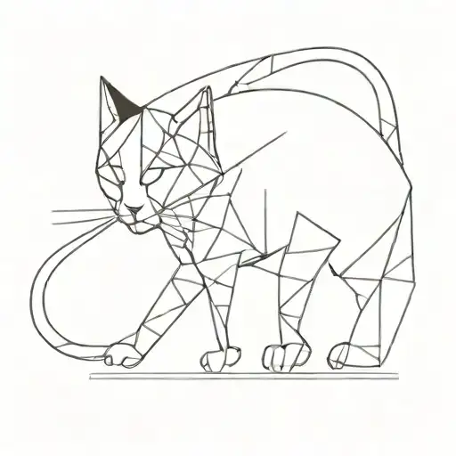 A Geometric Cat With Binary Code Forming The Shape